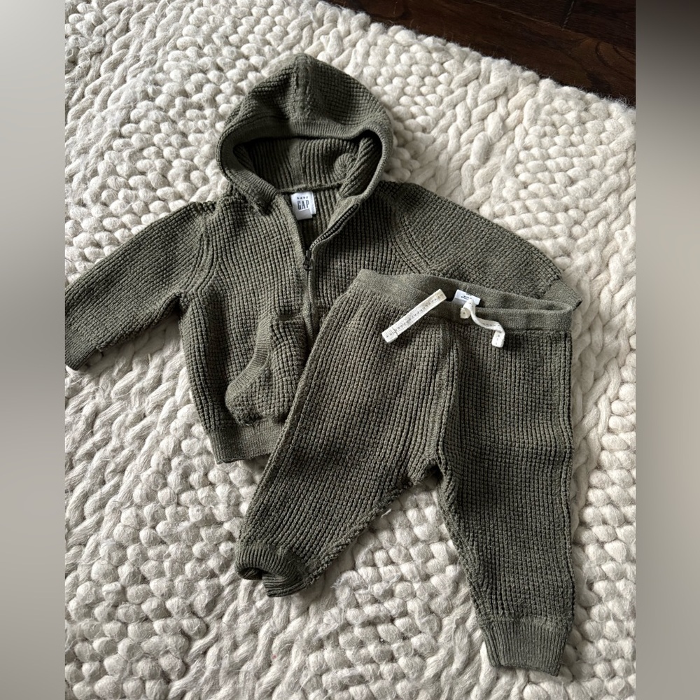 Baby Gap olive green sweater set